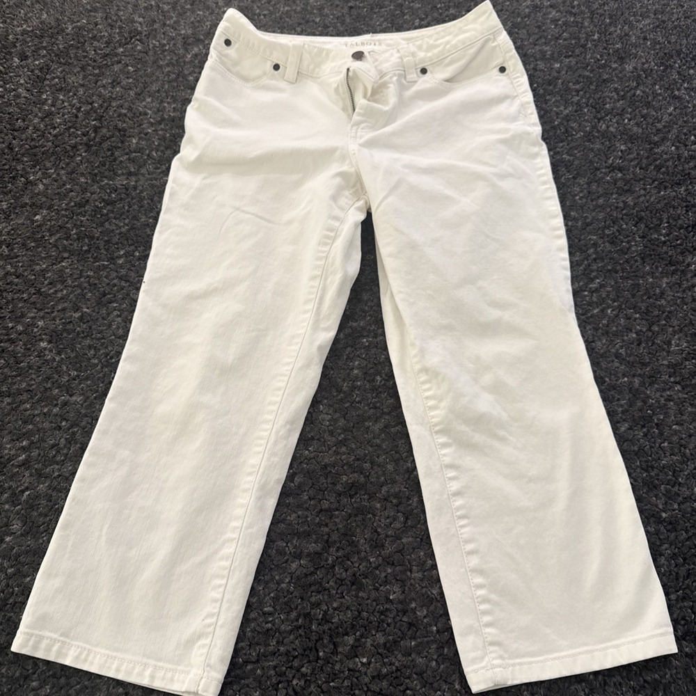 Talbots curvy  Crop Womens Petite Size 8P/29 White Stretch Jeans beach boating